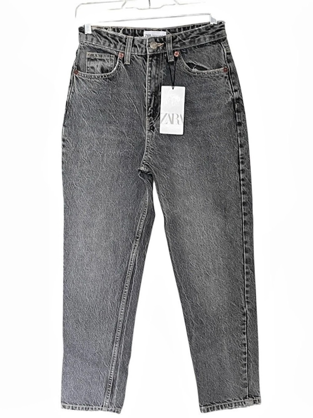 Zara Z1975 High Rise Mom Fit Jeans Gray Size 4